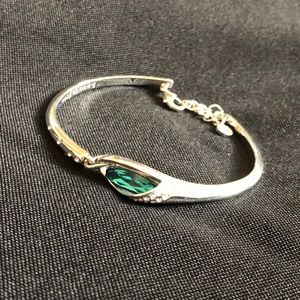 Silver Bracelet with Green Jewel